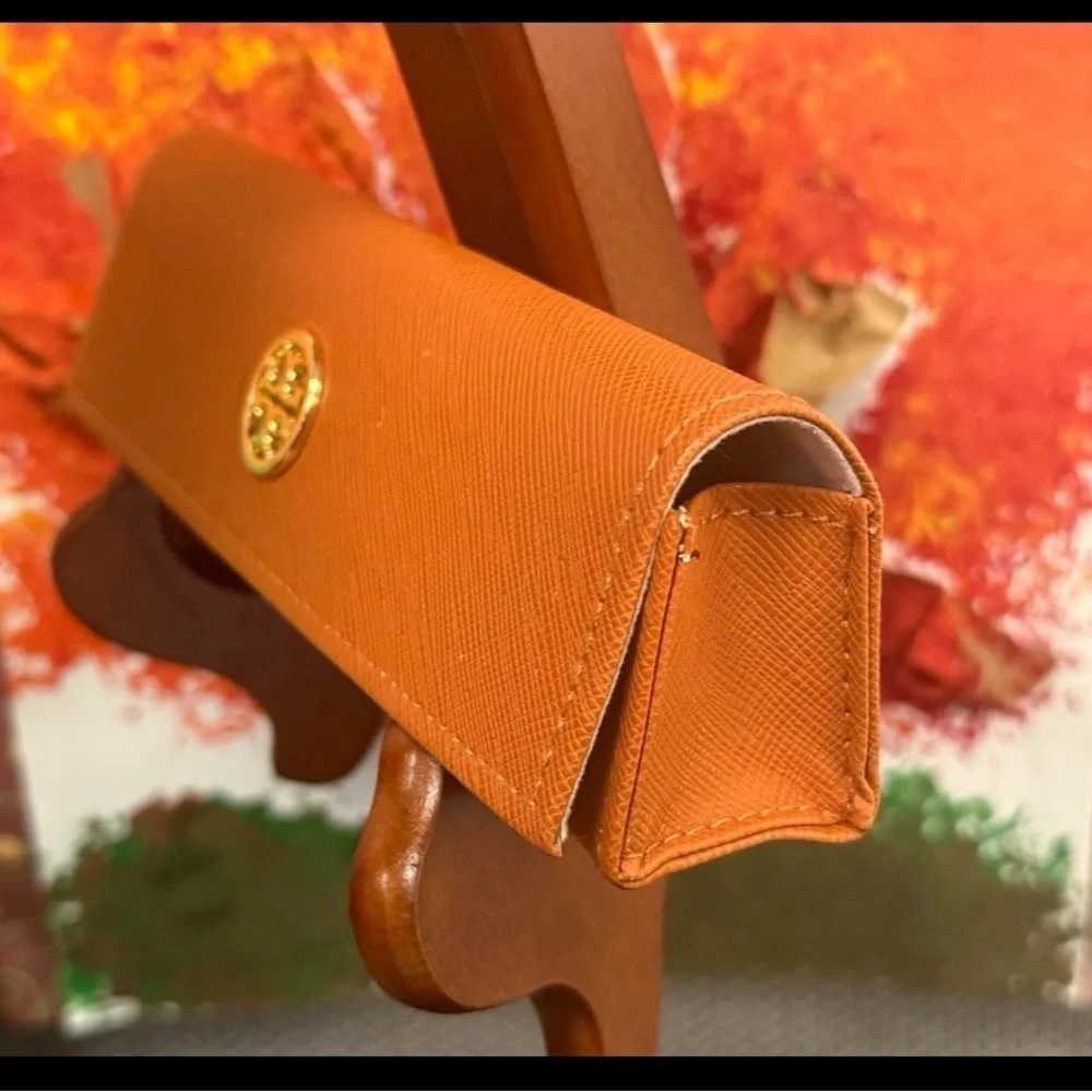 TORY BURCH Authentic Orange Small Hard Eye Glasses Case